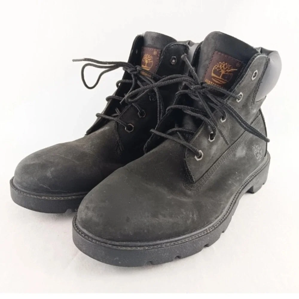 Timberland Waterproof Kids Boots 6 Inch Black Leather Size 5.5‎ Big Boy Shoes